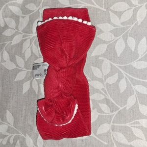 Red and White Cordouroy Knotted Headband